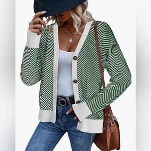 Green Chevron Women's Sweater